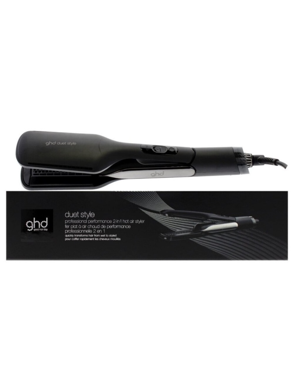 ghd Duet Style 2‑in‑1 Hot Air Styler – Black and Silver
